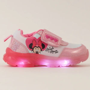 Zapatilla Con Luces Niña Minnie Corazones Rosado Disney